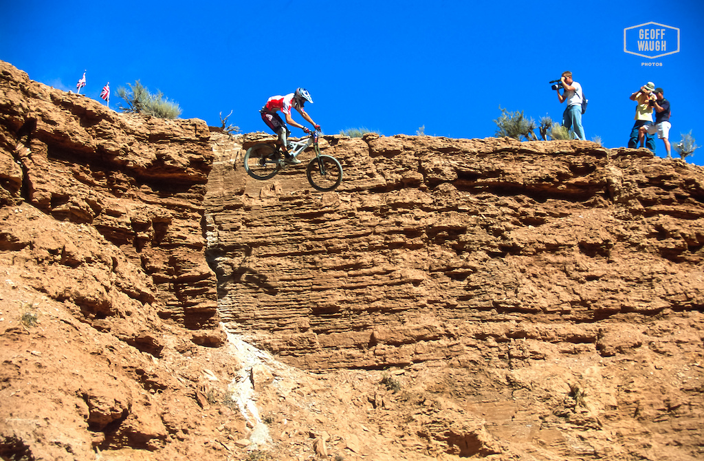 Gee Atherton crashes in his first Redbull Rampage ,2003