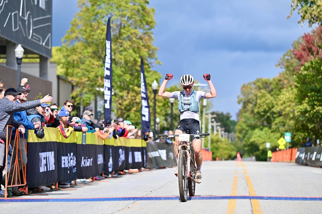 Haley Batten soloes to the win at the Little Sugar MTB race.