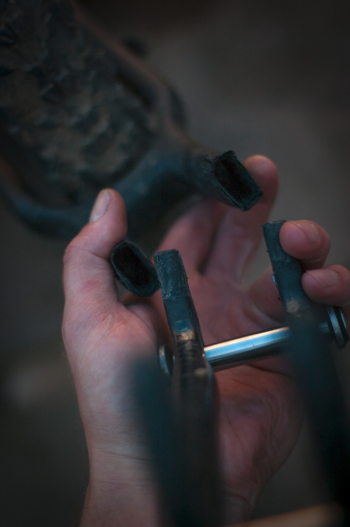 The bonded joint that failed.