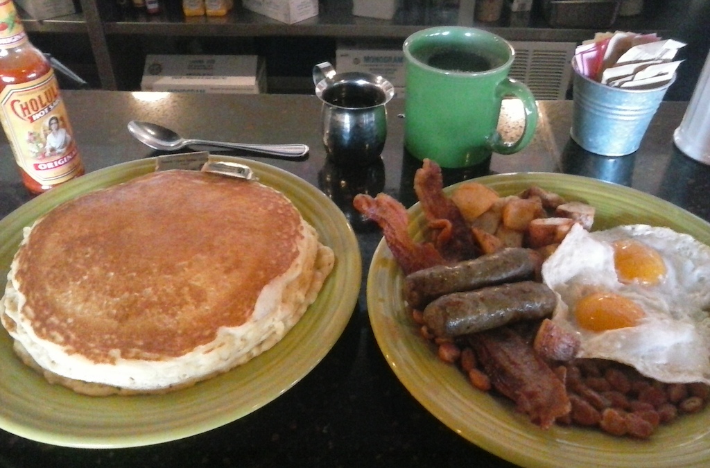 Breakfast at The Range Cafe.  Cheap, decent, and generous portions