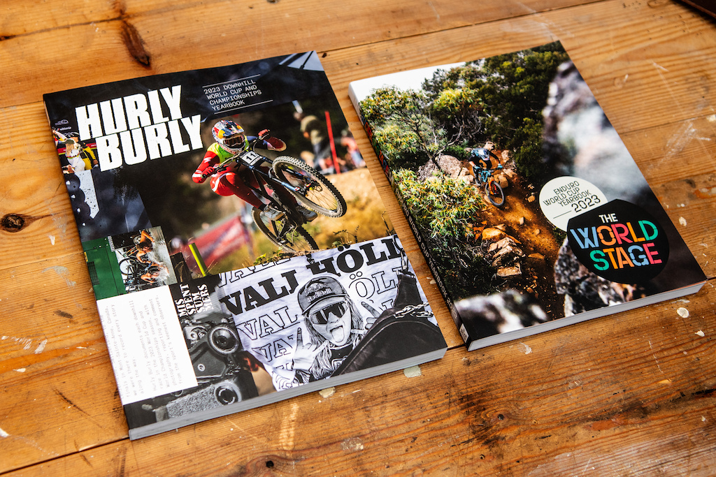 Hurly Burly and The World Stage books – the 2023 downhill and enduro yearbooks by Misspent Summers.