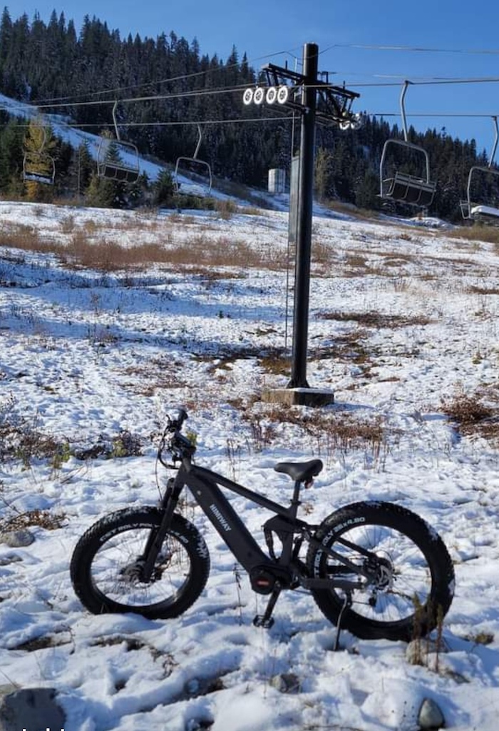 My mid drive fat tire ebike.  1000w mid drive motor w/4.8" fat tires.  Great for the snow!  This one will help get me to the top of the ski slopes (when there is no skiing going)!