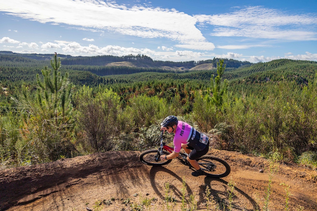 Tokoroa's Cougar Park forms the backdrop for Stage 3 of New Zealand's Volcanic Epic MTB Stage Race. Build into a working forest, the trails provide flow and challenge on a shorter day out on the bike.