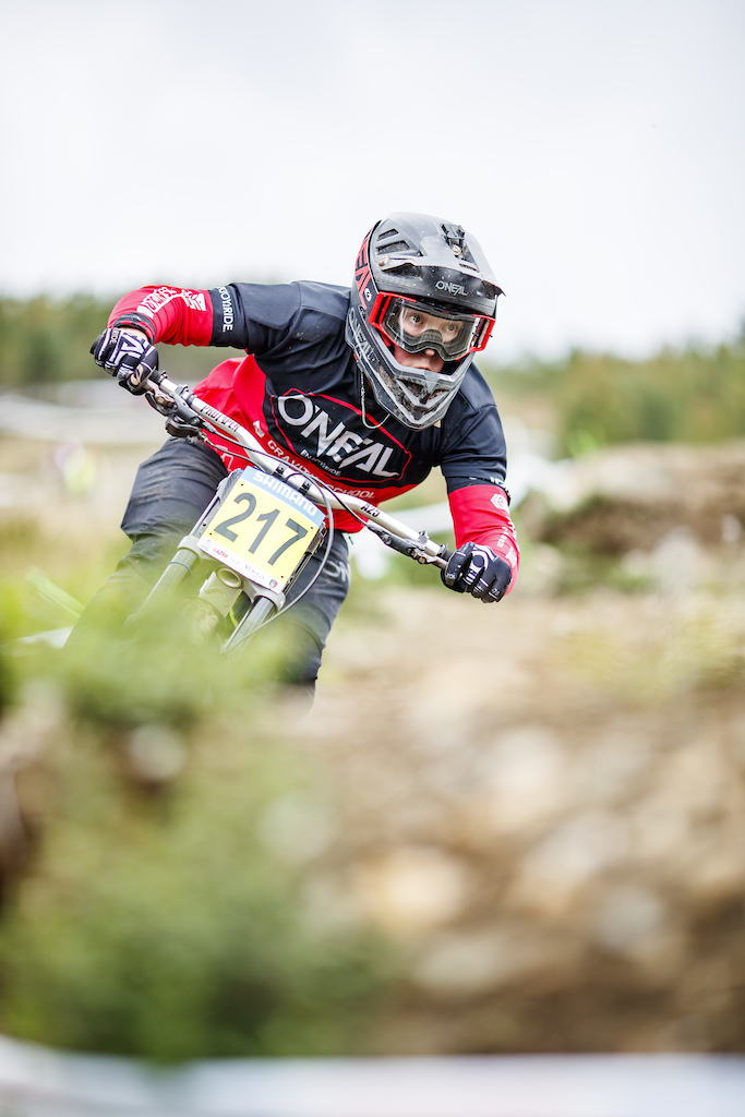 217 Theo Goodsmith during practice for round 1 of The 2024 Portugal DH Cup at Bike Park - Villa Cova A Coelheira, Seia, , Portugal on March 16 2024. Photo: Charles A Robertson