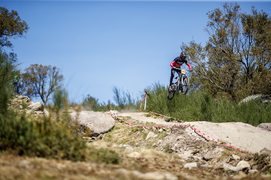 245 Deiniol Westgate during qualification for round 2 of The 2024 Portugal DH Cup at Padela Natural, Parque de Valinhas, Viana do Costelo, Portugal on March 24 2024. Photo: Charles A Robertson