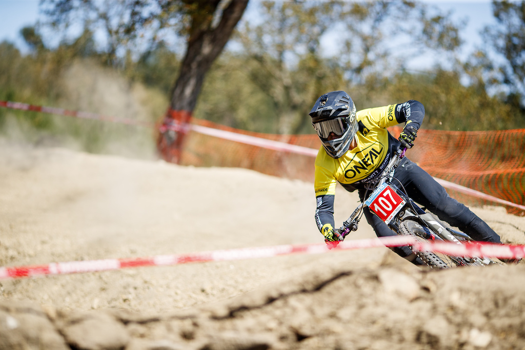 107 Rueben Taylor during qualification for round 2 of The 2024 Portugal DH Cup at Padela Natural, Parque de Valinhas, Viana do Costelo, Portugal on March 24 2024. Photo: Charles A Robertson