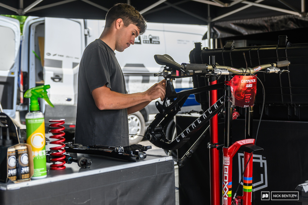 The Junior World Champ s bike is getting some work done.