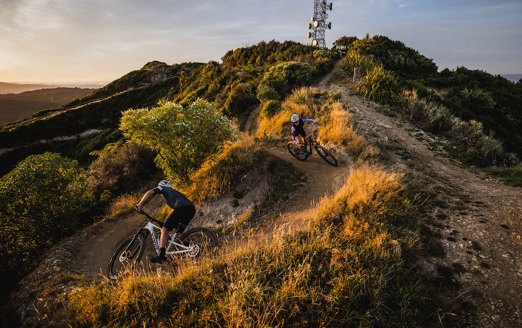 Hannah Simms and Georgios Kouzis ride Makara Peak Bike Park.