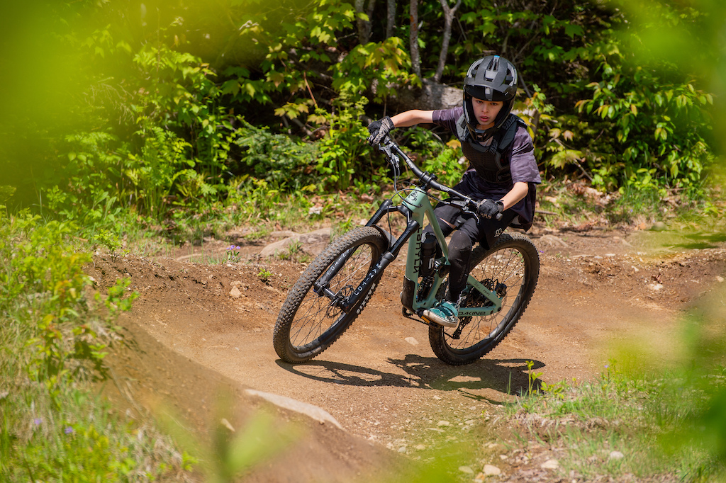 A kid riding a Lahyla Mountain bike
