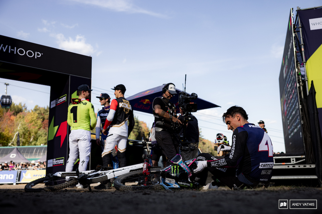 Amaury Pierron was a little roughed up after his race hopes ended in a dusty corner.