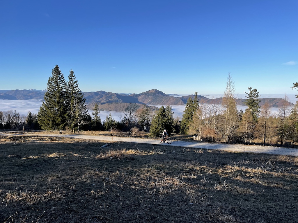 Eversting on an e-Bike on the Mucki-Trail on Muckenkogel, Lower Austria.