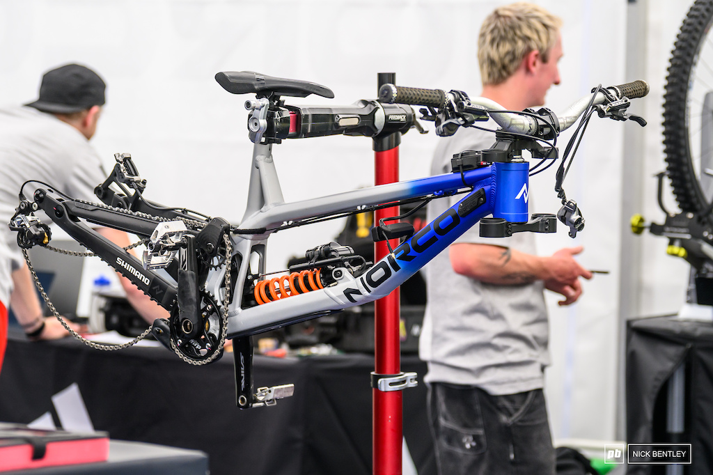 This Norco was getting a full refresh before the afternoon practice sessions.