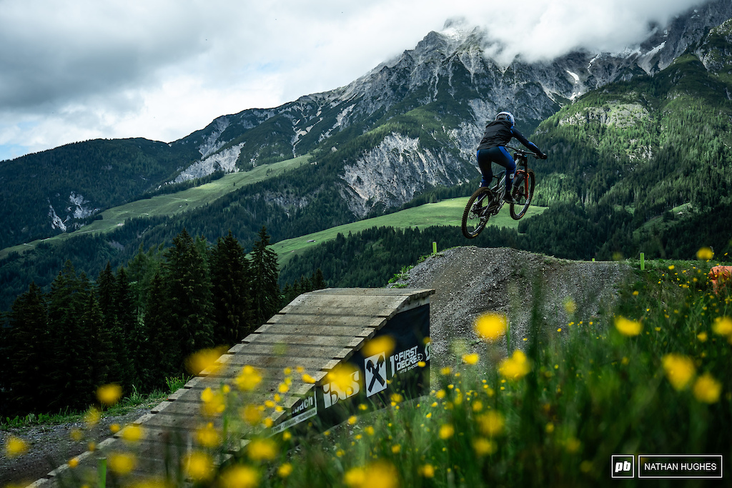 Ana Newkirk with no time to appreciate the alpine beauty surrounding her.