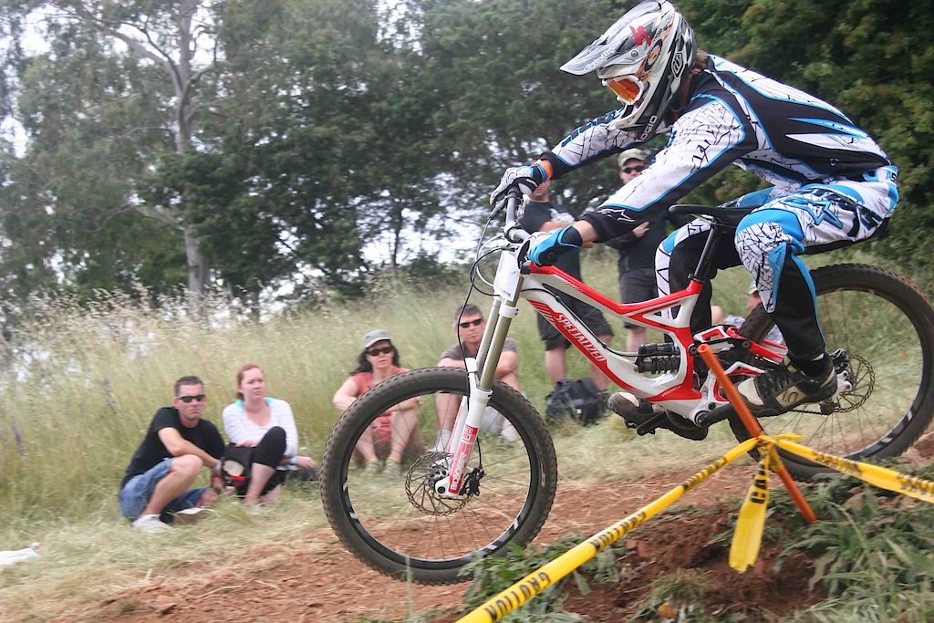 Rhys Akinson brushes the tape