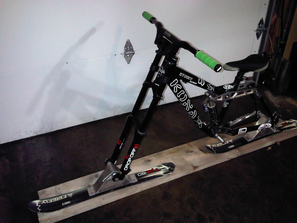 My Kona Stinky ready for winter ski bike snow bike