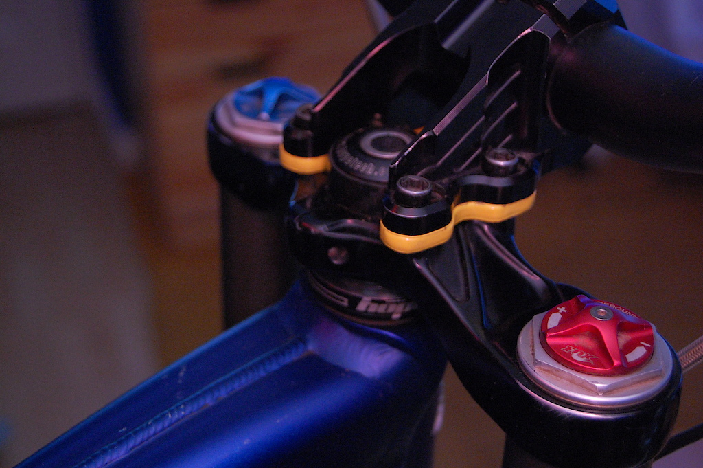 at ft bill w/c I saw some spacers like these on Minnaar's V10. I asked the mechanic if i could buy some, he said no "their custom made". so Made my own and sprayed them yellow... F*ck you minnaar your's arent yellow.
