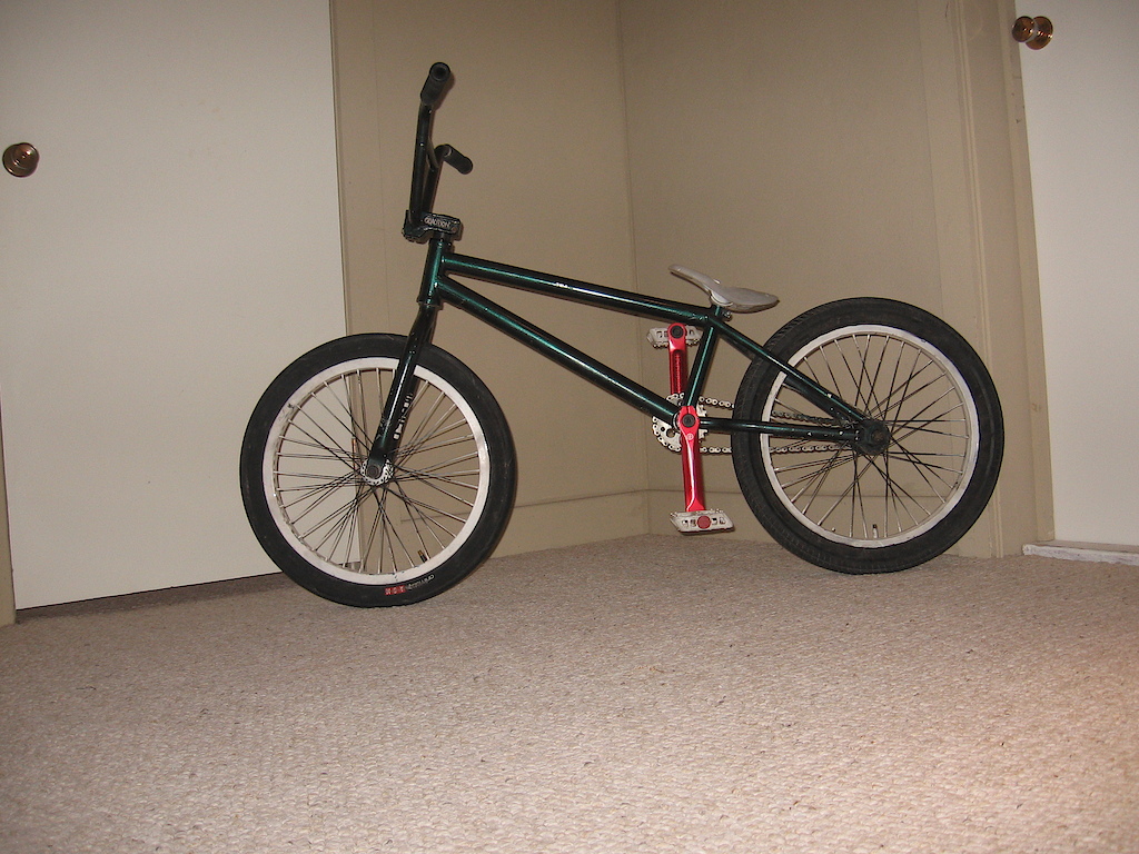 fit eddie frame, glam bars, coalition stem, director forks, hollowbite cranks, odsy pedals, edwin grips.  primo mix cassete hub, odsy vandero front hub. fly front rim,dk orbit back rim i think , animal pc bb, fsa impact headset odsy pivotal seat, animal asm front tire, fit back tire