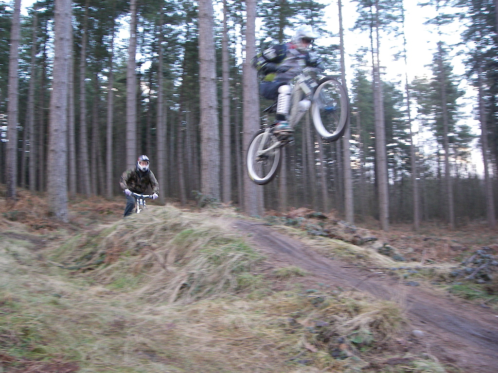 playing follow the leader on the middle dh run