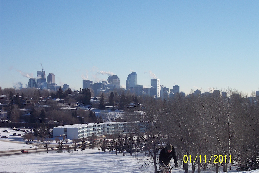The U of C couch run. View of the city from the top of the U of C couch run.