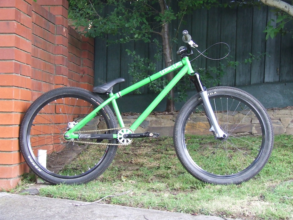 My bike with forks now lowered to 80mm and no front brake.
