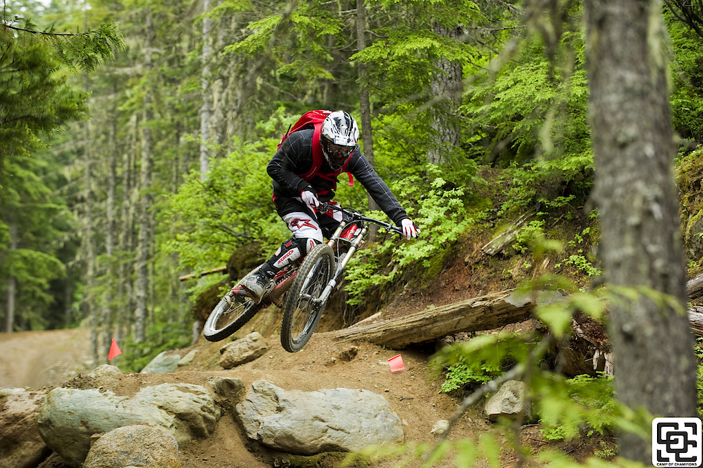 Another day in Whistler at The Camp of Champions. Ride the Whistler Bike Park all day, then ride at The Compound, hitting the Big Air Bag and sending it in the mulch pit. Life doesn't get much better, riding from 10 AM till 10PM is awesome