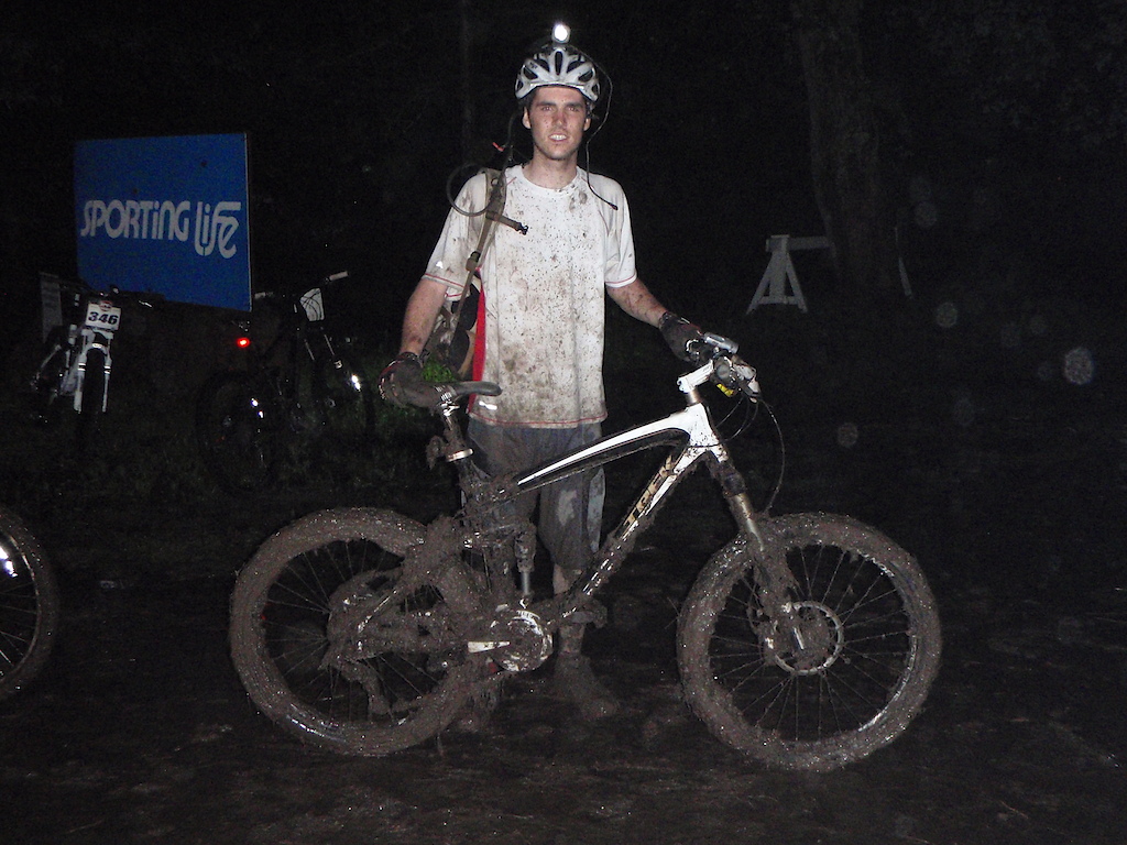 Me and the bike after the last lap, around 11:45 pm.Race was cancelled due to conditions.