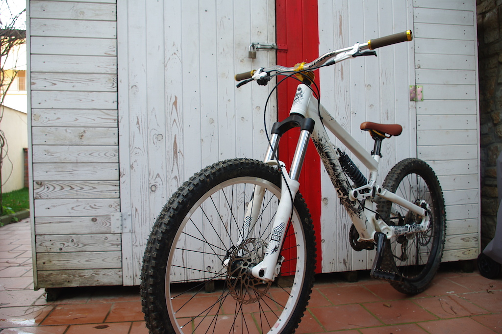New parts by Spank (stem, handlebar, grips, saddle) Halo front rim with Maxxis Minion DHF and DaBomb hub 36h.
