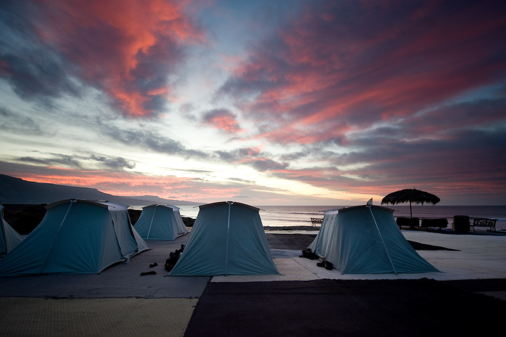 Sunrise over the tents in the morning. In order to shoot in that epic first light you need to get up early.