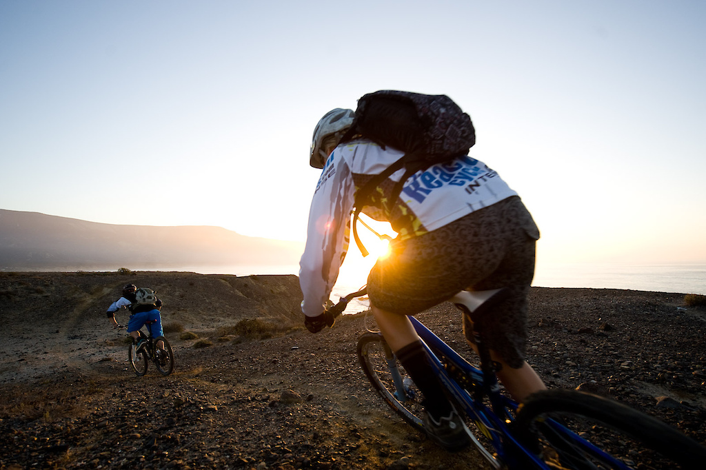 Randy and Claire riding into the sunrise.