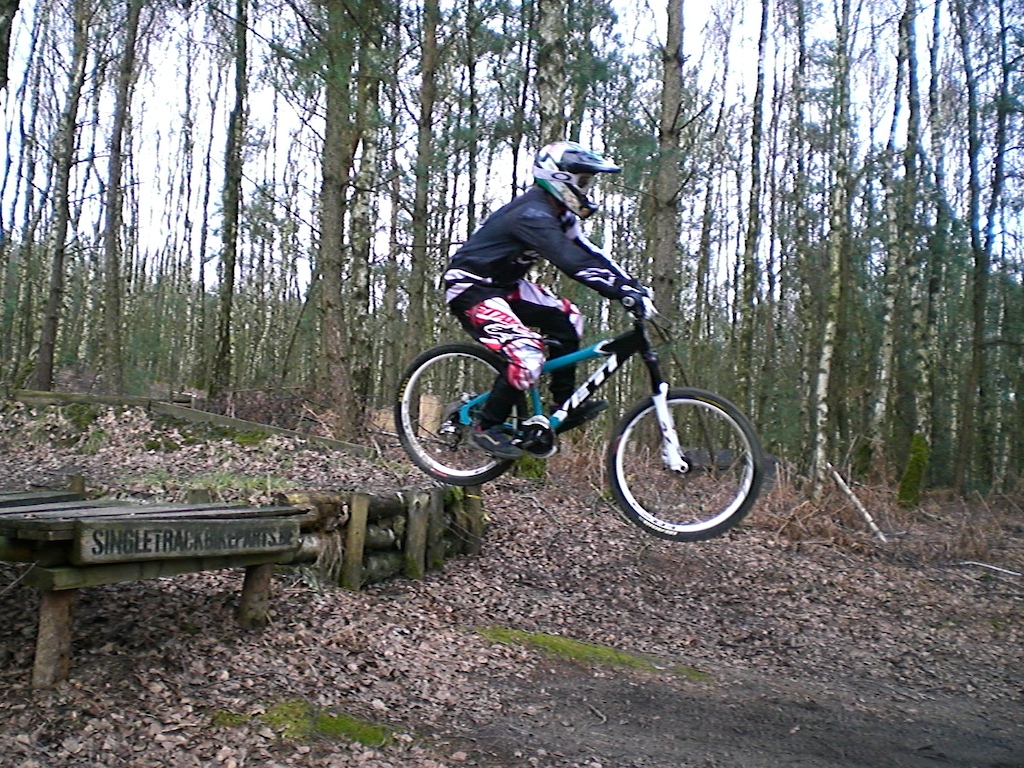 Riding the trails, working on my jumping and cormering skills.