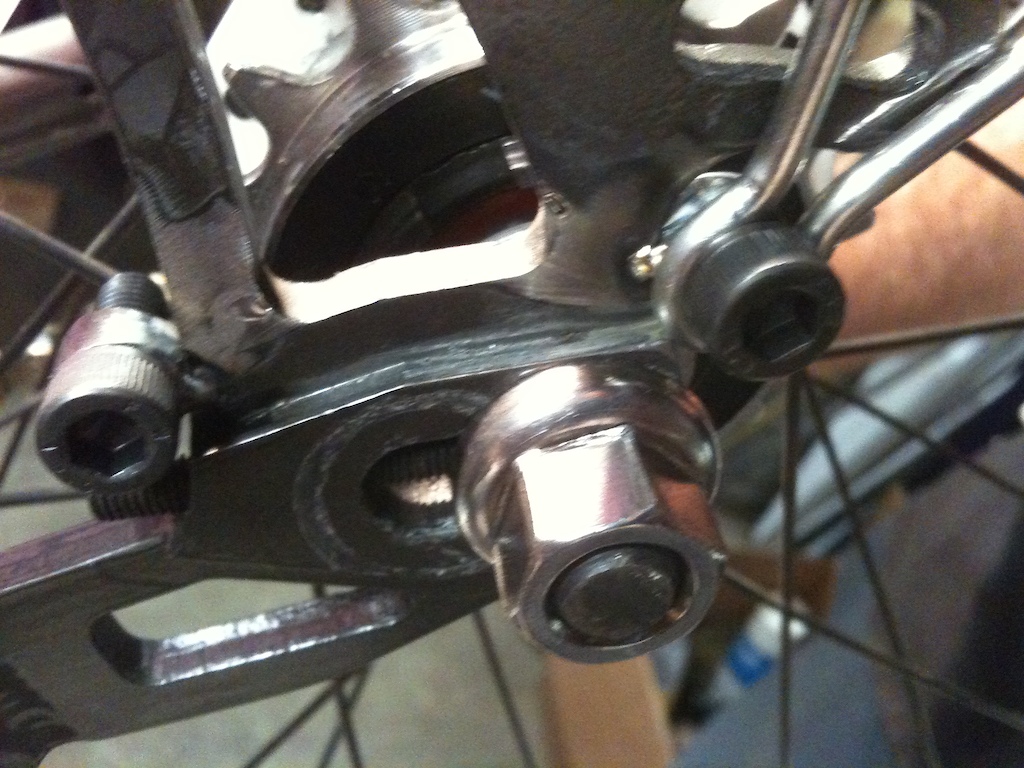 Custom Eyelets for fenders and bike rack with stainless spaces.