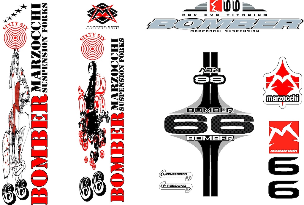 One off replacement fork graphics for bomber forks.