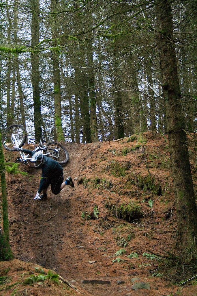Binning it after getting loose around this drop away corner.