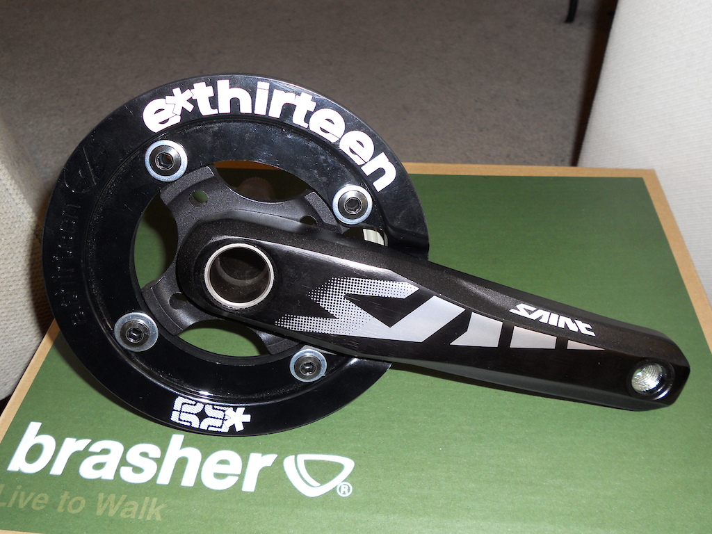Shimano Saints with E13 Bash &amp; Renthal Ring....... (Chainring bolts and washers have now been sprayed black &amp; Bronze)