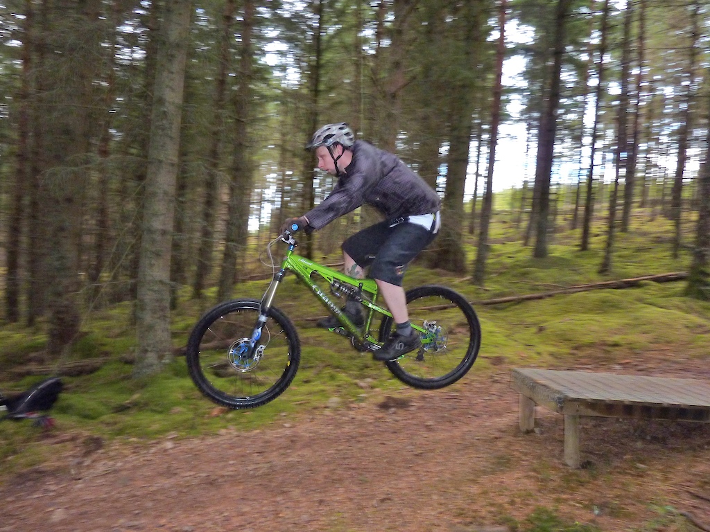 Wee jump on the freeride line from the top of the Fochabers Ring Trail