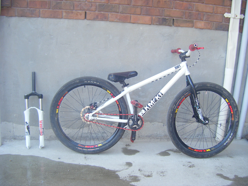 Side of BLK MRKT Riot. Marzzochi Dirt Jumper  3 beside.