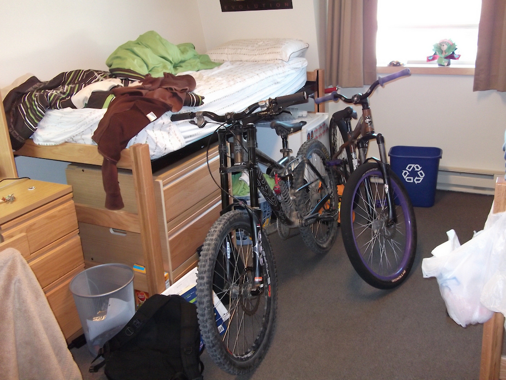 My two bikes! Believe or not with the front wheels off they both fit under my bed