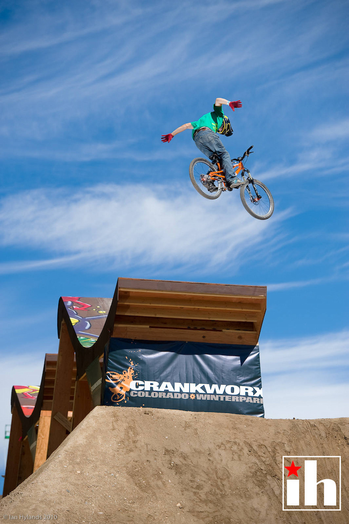 Greg Watts, suicide 360 to barspin at Crankworx Colorado Slopestyle Final at the Trestle Bike Park in Winterpark Colorado.