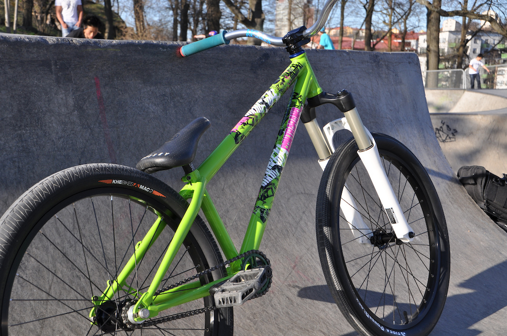 My Black Market Contraband bike from 2010. 

Proof handlebar
Society Fork
Rhyno Lite XL rims
Hope pro 2 trail
240s hub

Yeah.