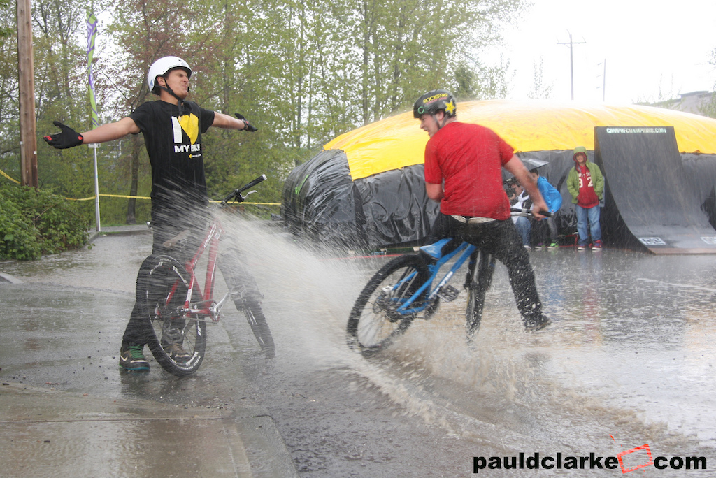 It poored rain the whole comp. every rider was soaked. sam and casey made the best of it!