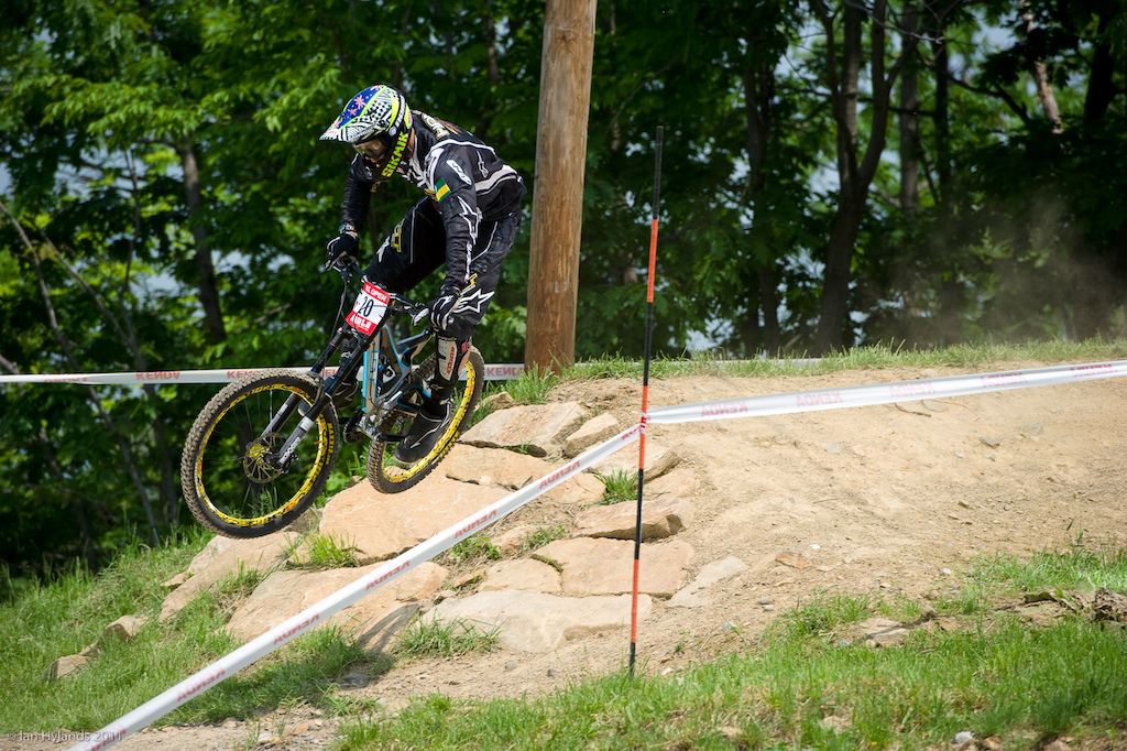 Mick Hannah is the current Aussie DH Champ and definitely has the skills to do well here at the Open. He looked fast today. Practice at the US Open of Mountain Biking