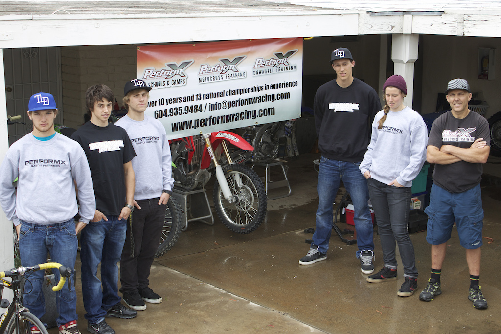 PerformX athletes, from left: Shawn Maffenbeier (top Canadian MX pro), Tyler
Alison, Remi Gauvin (PerformX DH Team rider), Kyle Sanger (PerformX DH
Team rider), Miranda Miller and PerformX owner Todd Schumlick