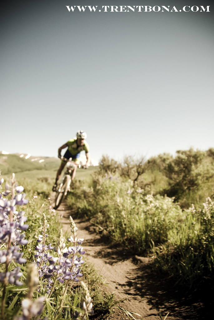 This is a shot of an Alpine Orthopedics XC racer rounding a turn in the 2011 Fat Tire 40 race in Crested Butte, CO.