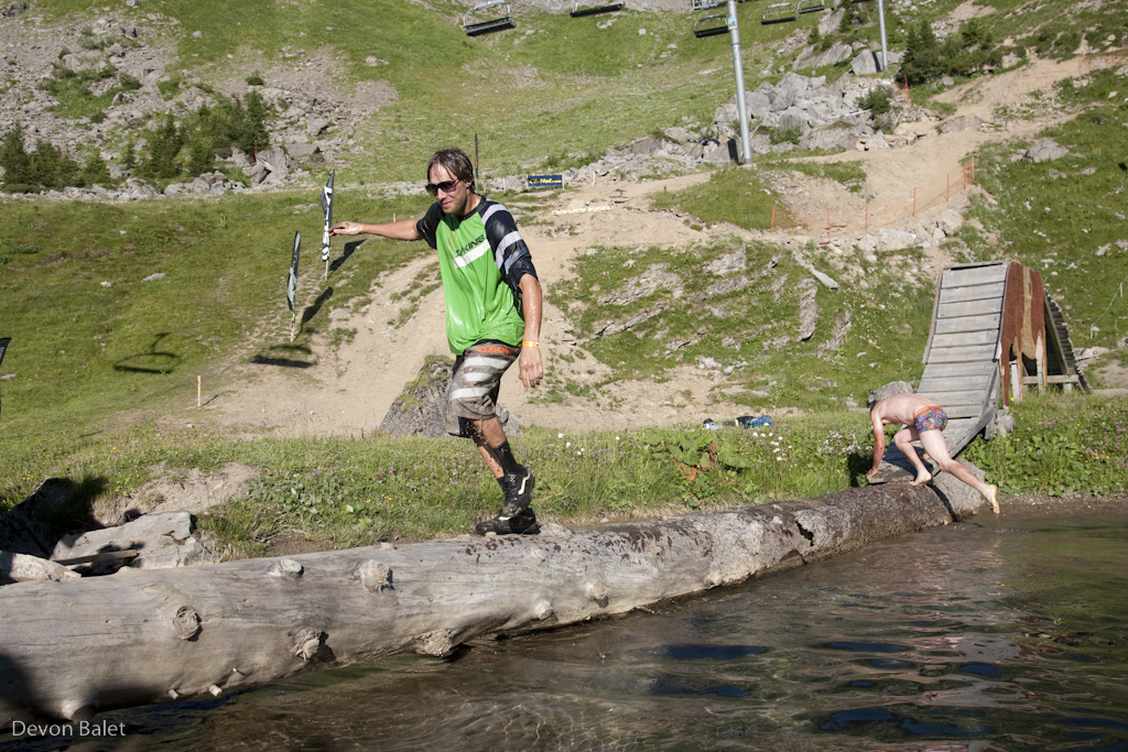 After winning best event spirit, Geoff had no choice but to join Sebee jumping into the pond.