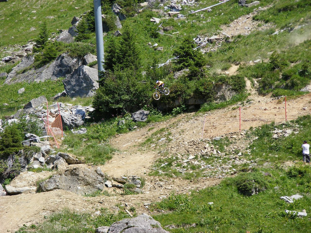 one of many drops on the bottom part of the course - Chatel Mountain Style 2011 finals