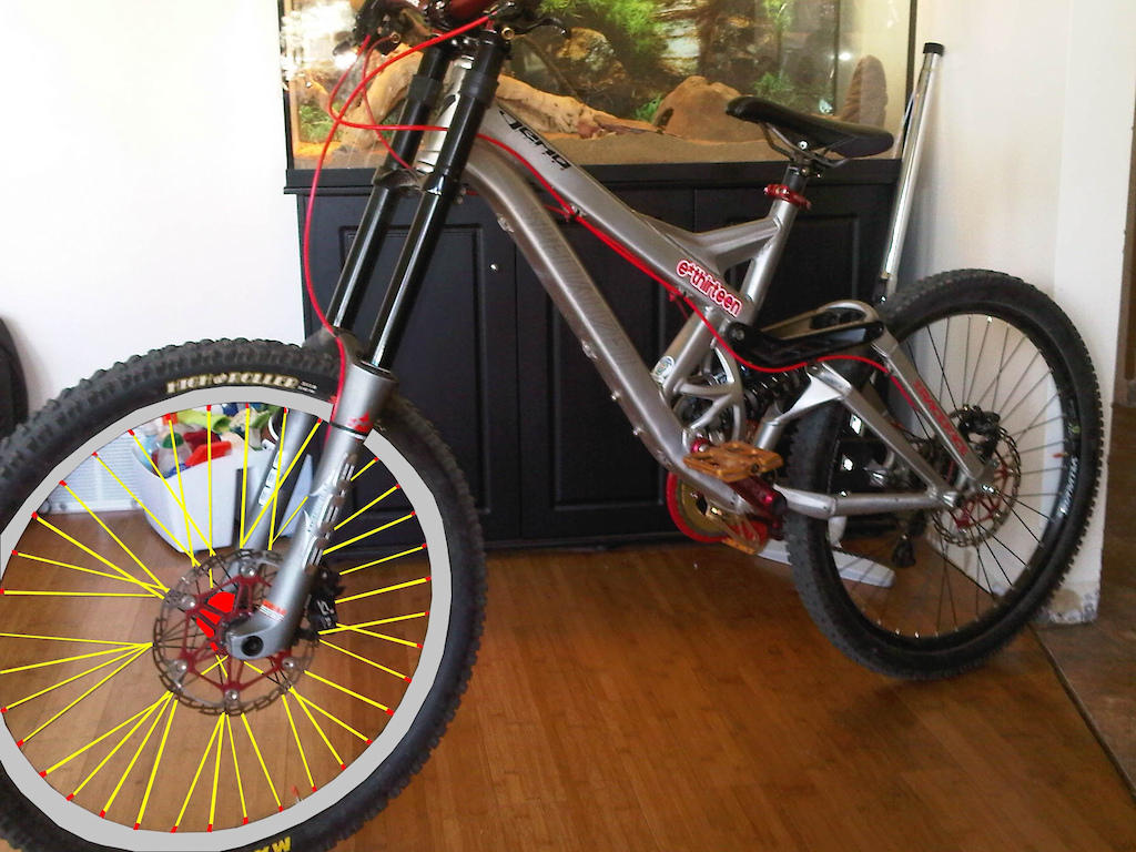Or 
Red hub
Gold spokes
And what would be a sliver rim like my bike