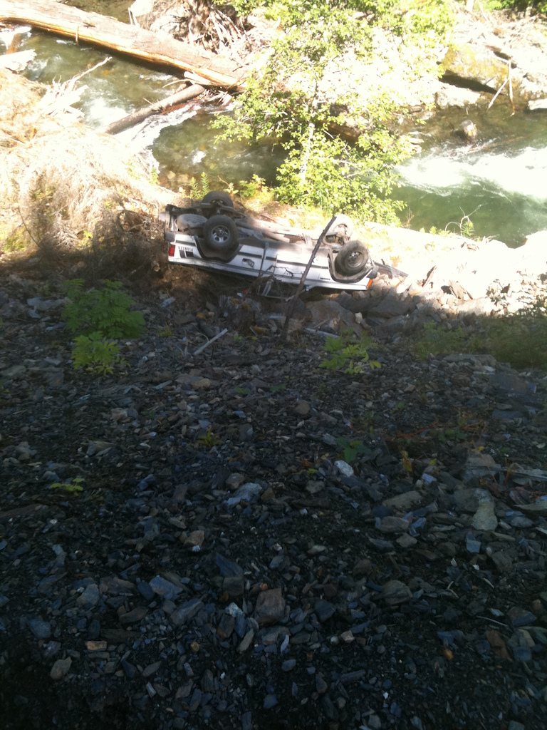 ran out of gas, had to park my truck on the side of the road and some drunk shit rats broke into my truck and pushed it off the mountain