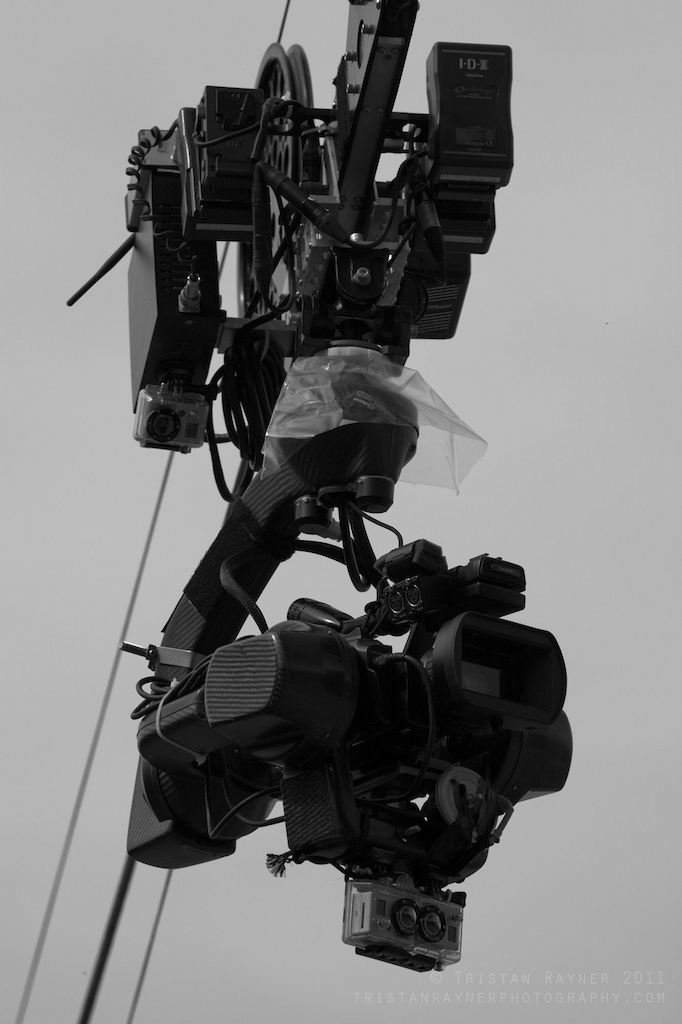 Pretty cool camera setup on the cable, complete with its own 3D GoPro setup and even a 3rd GoPro!