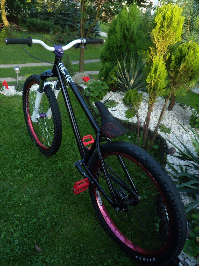 Frame: Octane one Void 3.0 [2011]                 
Fork: Dirt Jumper 3 qr20 [2008]            
Handlebar: NS Bikes - Jalapeno    360 g
Stem: NS QUARK PRO [2010]                      
Grips: NS MARTIN SLIM [2011]                       
Barend: ODI                                      
Headset: RMD BIKE CO.45x45                          

Saddle: Shadow Conspiracy Slimmer Pivotal         
Seatpost: Dartmoor - Fusion [2011]                  


Front wheel:
Rim: Dartmoor RAIDER 26" [2011]                
Spokes: DT Champion                             
Hub: NS ROTARY 20 mm  [2010]                  
Tire: Kenda SBE 2,1                              
Tube: Kenda                                      


Brake: Deore BR-M595                            
Shield: ACCENT BLADE                              


Cranks: TRUVATIV RUKTION                          
Support: TRUVATIV HOWITZER XR                     
Sring: Dartmoor - CORE LIGHT [2010]            
Pedals: NS Bikes - AERIAL [2011]                 
Rack: DARTMOOR Sting 32T                      

Eear wheel:
Rim: Dartmoor BLIZZARD 26” [2010]              
Spokes: DT Champion                             
Hub: NS COASTER SS [2010]                     
Tire: Kenda SBE 2,1                              
Tube: Kenda