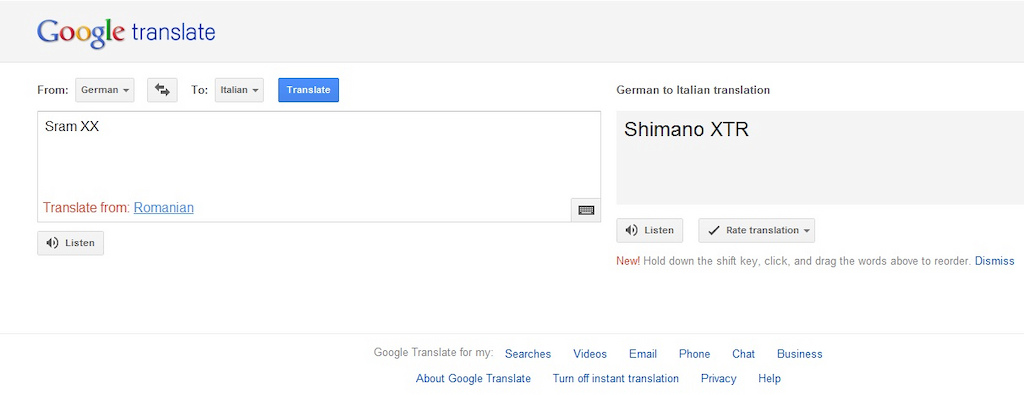 Sram Shimano Xtr At Google Translate In Wellington New No Go Try It If You Don T Believe Me